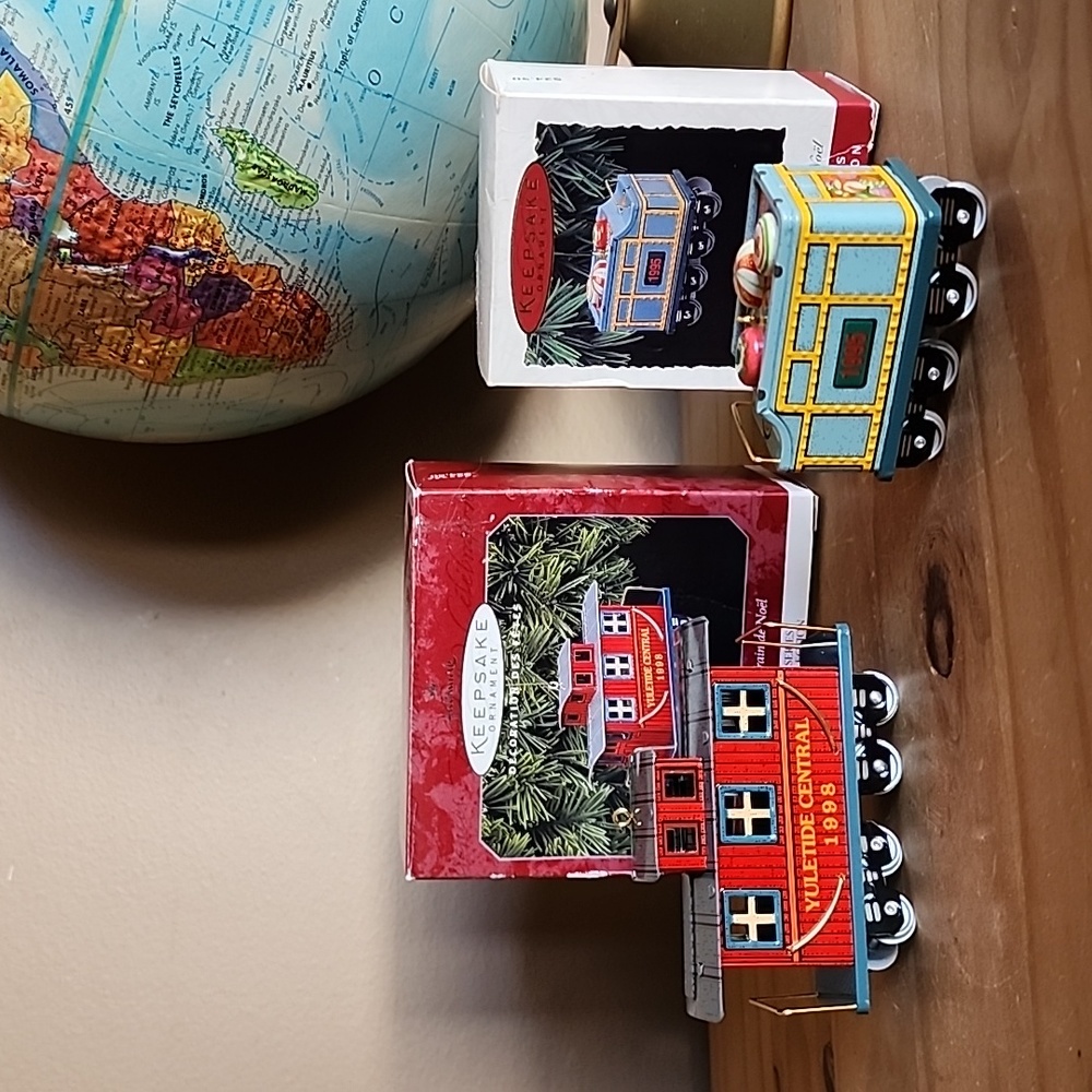 Vintage Hallmark Yuletide Central Keepsake tin ornaments